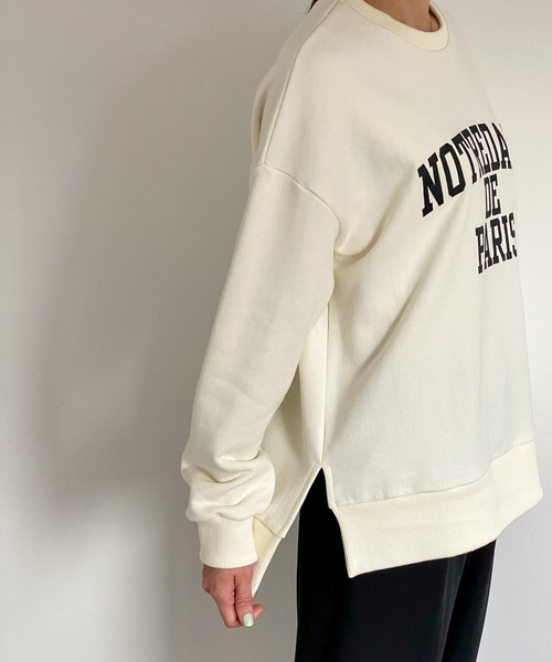 ottilie（オティーリエ）の「サイドスリットプリントスウェット（スウェット・レディース・ネイビー/ピンク/アイボリー・FREE）」の5枚目の写真