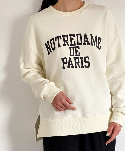 ottilie（オティーリエ）の「サイドスリットプリントスウェット（スウェット・レディース・ネイビー/ピンク/アイボリー・FREE）」の6枚目の写真