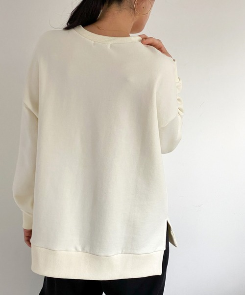 ottilie（オティーリエ）の「サイドスリットプリントスウェット（スウェット・レディース・ネイビー/ピンク/アイボリー・FREE）」の8枚目の写真