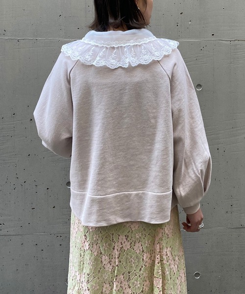 AS KNOW AS PINKY（アズノゥアズピンキー）の「透け衿付けちゃう裏毛プルオーバー（スウェット・レディース・ブラック/アイボリー/杢グレー/ライトピンク・FREE）」の17枚目の写真