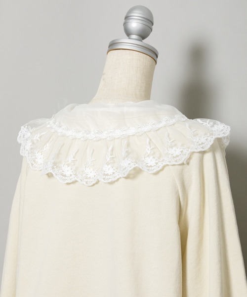 AS KNOW AS PINKY（アズノゥアズピンキー）の「透け衿付けちゃう裏毛プルオーバー（スウェット・レディース・ブラック/アイボリー/杢グレー/ライトピンク・FREE）」の9枚目の写真