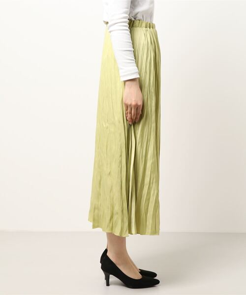 cepo（セポ）の「ソフトプリーツスカート（スカート・レディース・ライム/オフホワイト/ラベンダー・M）」の4枚目の写真