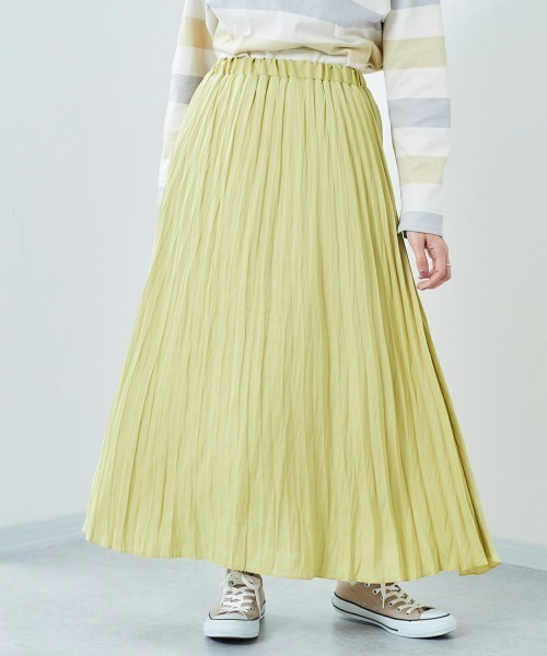cepo（セポ）の「ソフトプリーツスカート（スカート・レディース・ライム/オフホワイト/ラベンダー・M）」の2枚目の写真