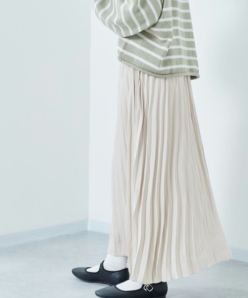 cepo（セポ）の「ソフトプリーツスカート（スカート・レディース・ライム/オフホワイト/ラベンダー・M）」の6枚目の写真