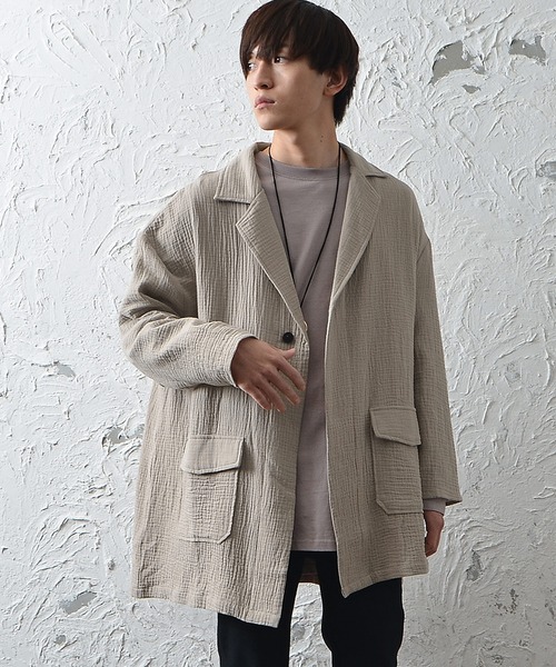 春夏新作 ガーゼ素材ビッグシャツジャケット メンズテーラードジャケット ロング丈 ゆったり テーラードジャケット Minority マイノリティ のファッション通販 Zozotown