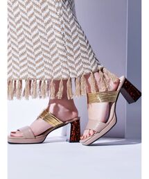 ゴールドラインべっ甲ヒールサンダル