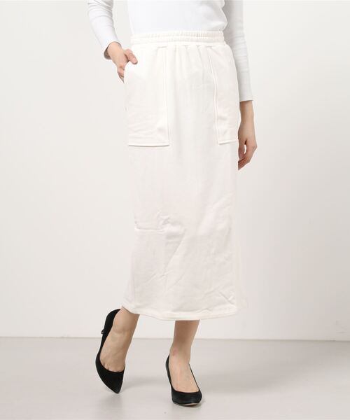 three dots(スリードッツ)の「スビンループウィール ベイカースカート(スカート・レディース・サックスブルー/アイボリー/オレンジ・SMALL/MEDIUM)」の2枚目の写真