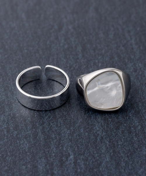 REBALANCE(リバランス)の「リング2点セット【(サイズ調整可能)】(リング・メンズ・A/B/C/D/E/F/G/H/I/J/K/L/M/N/O/S/P/Q/R/Z/W/X/Y/T/U/V/その他6/その他1/その他/その他3/その他4/その他5/その他2・FREE)」の1枚目の写真