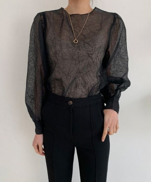 ANOTHER S（アナザーエス）の「バルーンスリーブシアーブラウス（シャツ/ブラウス・レディース・ブラック/ベージュ・FREE）」の11枚目の写真