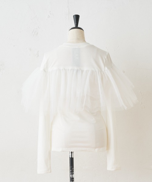 BEARDSLEY（ビアズリー）の「《VVTIAN》チュールカットソー（Tシャツ/カットソー・レディース・ブラック/ホワイト・FREE）」の4枚目の写真