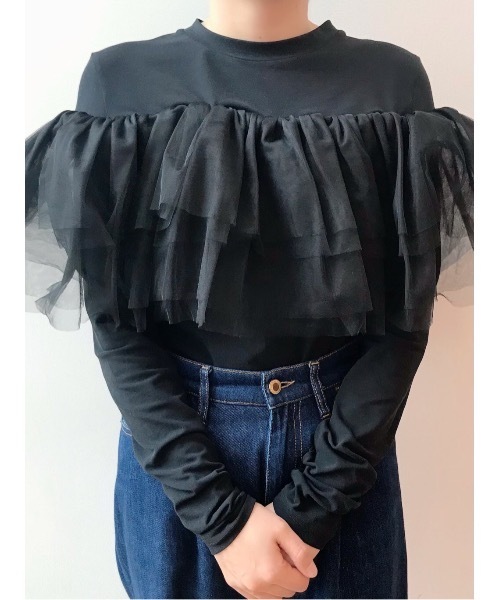 BEARDSLEY（ビアズリー）の「《VVTIAN》チュールカットソー（Tシャツ/カットソー・レディース・ブラック/ホワイト・FREE）」の20枚目の写真