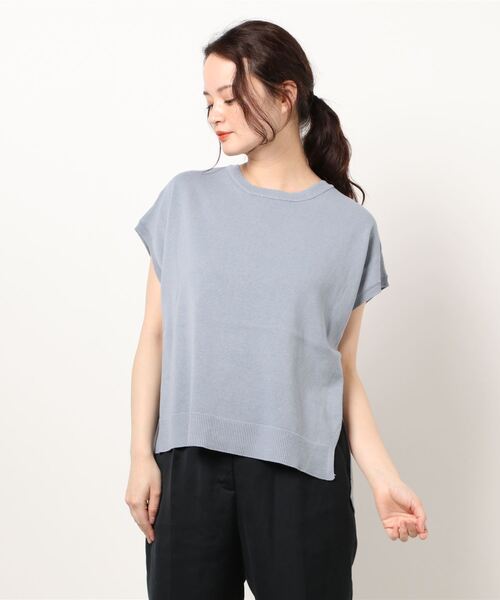 Samansa Mos2 blue(サマンサモスモスブルー)の「フレンチスリーブニットプルオーバー(ニット/セーター・レディース・オフホワイト/サックスブルー/ブラック・フリ-)」の7枚目の写真