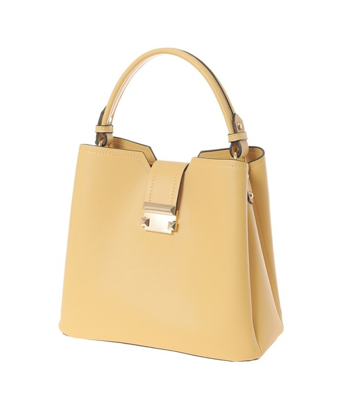 Edit Sheen（エディットシーン）の「【High-Line】スクエアスタッズフラップバッグカラーミディ（ハンドバッグ・レディース・ベージュ/ミント/イエロー/ベビーピンク/ライトグレー/ブラック/ダークベージュ・FREE）」の9枚目の写真