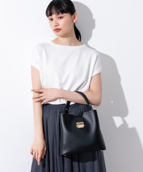 Edit Sheen（エディットシーン）の「【High-Line】スクエアスタッズフラップバッグカラーミディ（ハンドバッグ・レディース・ベージュ/ミント/イエロー/ベビーピンク/ライトグレー/ブラック/ダークベージュ・FREE）」の20枚目の写真