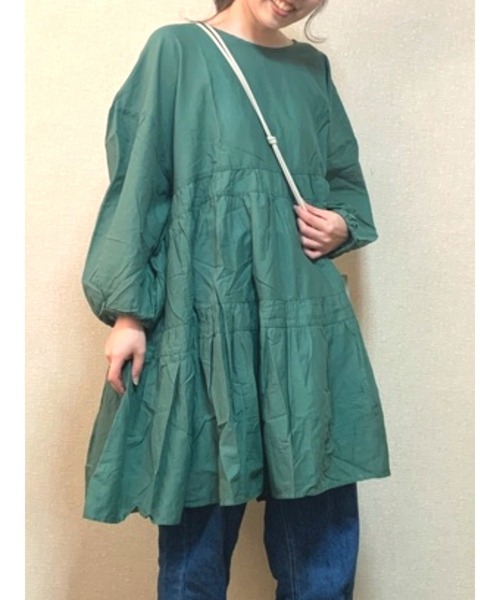 Samansa Mos2（サマンサ モスモス）の「ティアードチュニック（シャツ/ブラウス・レディース・オフホワイト/グリーン/ベージュ・ﾌﾘ-）」の3枚目の写真