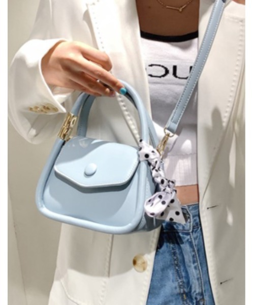 LAC-VERT（ラック・ヴェール）の「ダブルハンドルミニショルダーバッグ（ショルダーバッグ・レディース・ブラック/ホワイト/イエロー/ブルー・FREE）」の4枚目の写真