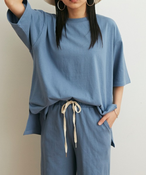 Auntie Rosa Holiday(アンティローザホリデー)の「ヘヴィーウェイトコットンスリットTシャツ(Tシャツ/カットソー・レディース・ホワイト/ブラック/ブルー/グリーン/モカ/ライトパープル・FREE)」の5枚目の写真