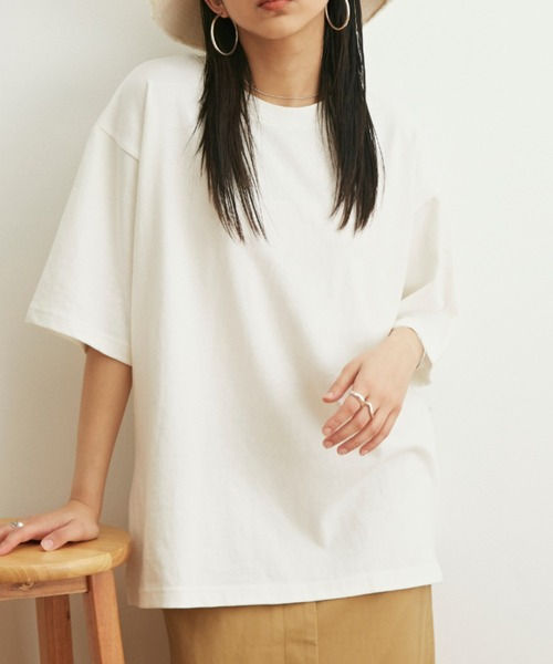 Auntie Rosa Holiday(アンティローザホリデー)の「ヘヴィーウェイトコットンスリットTシャツ(Tシャツ/カットソー・レディース・ホワイト/ブラック/ブルー/グリーン/モカ/ライトパープル・FREE)」の7枚目の写真