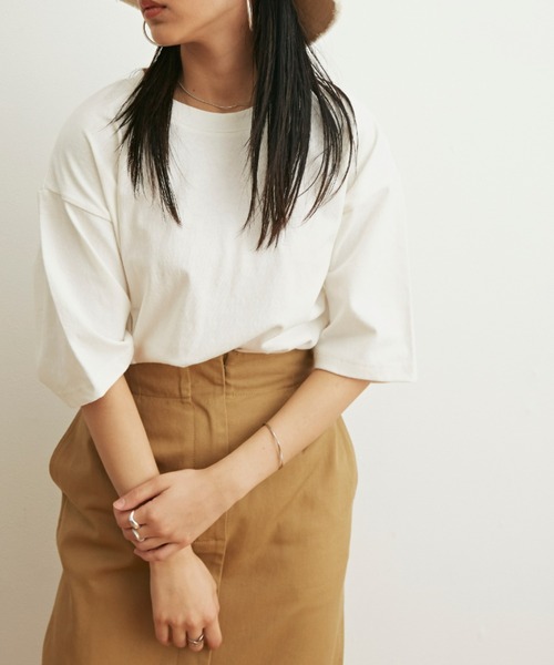 Auntie Rosa Holiday(アンティローザホリデー)の「ヘヴィーウェイトコットンスリットTシャツ(Tシャツ/カットソー・レディース・ホワイト/ブラック/ブルー/グリーン/モカ/ライトパープル・FREE)」の16枚目の写真