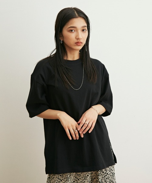 Auntie Rosa Holiday(アンティローザホリデー)の「ヘヴィーウェイトコットンスリットTシャツ(Tシャツ/カットソー・レディース・ホワイト/ブラック/ブルー/グリーン/モカ/ライトパープル・FREE)」の9枚目の写真