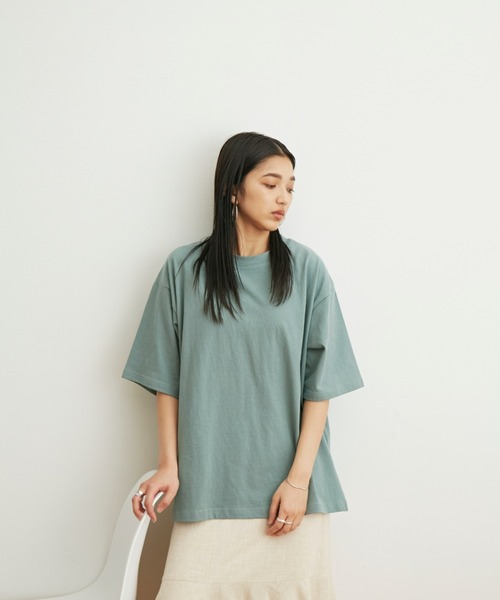 Auntie Rosa Holiday(アンティローザホリデー)の「ヘヴィーウェイトコットンスリットTシャツ(Tシャツ/カットソー・レディース・ホワイト/ブラック/ブルー/グリーン/モカ/ライトパープル・FREE)」の20枚目の写真