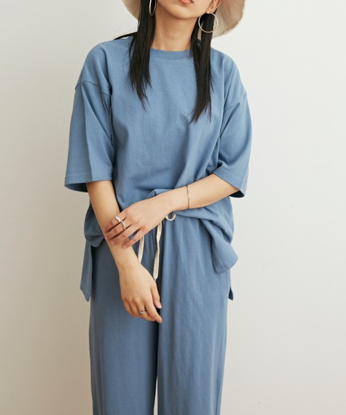 Auntie Rosa Holiday(アンティローザホリデー)の「ヘヴィーウェイトコットンスリットTシャツ(Tシャツ/カットソー・レディース・ホワイト/ブラック/ブルー/グリーン/モカ/ライトパープル・FREE)」の21枚目の写真