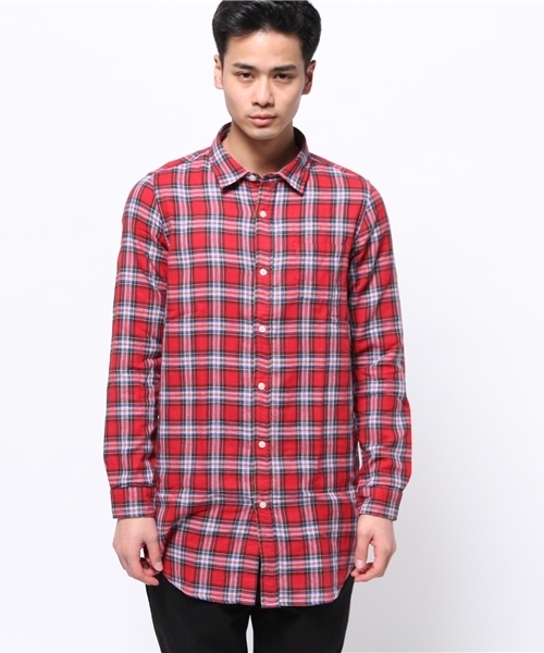 WEGO（ウィゴー）の「WEGO/ダブルガーゼロングシャツ（シャツ/ブラウス・メンズ・グリーン/ネイビー/レッド/その他1・MEDIUM/LARGE）」の10枚目の写真