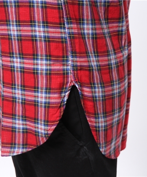 WEGO（ウィゴー）の「WEGO/ダブルガーゼロングシャツ（シャツ/ブラウス・メンズ・グリーン/ネイビー/レッド/その他1・MEDIUM/LARGE）」の6枚目の写真