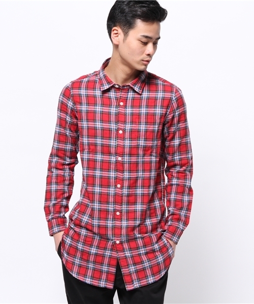 WEGO（ウィゴー）の「WEGO/ダブルガーゼロングシャツ（シャツ/ブラウス・メンズ・グリーン/ネイビー/レッド/その他1・MEDIUM/LARGE）」の17枚目の写真