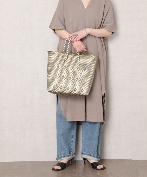 FREAK'S STORE（フリークスストア）の「【WEB限定】SANRAMI/サンラミ　2トーン編みバッグ（トートバッグ・レディース・ブラック/ゴールド/オレンジ・ONE SIZE）」の10枚目の写真