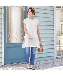 petit main LIEN | サイドスリットメッシュロングTシャツ(Tシャツ/カットソー)