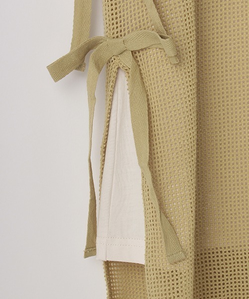 petit main LIEN(プティマインリアン)の「サイドスリットメッシュロングTシャツ(Tシャツ/カットソー・レディース・ライトカーキ/アイボリー・FREE)」の10枚目の写真