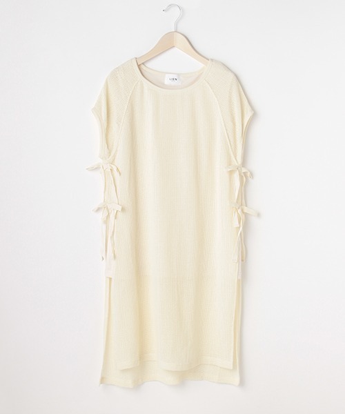 petit main LIEN(プティマインリアン)の「サイドスリットメッシュロングTシャツ(Tシャツ/カットソー・レディース・ライトカーキ/アイボリー・FREE)」の13枚目の写真