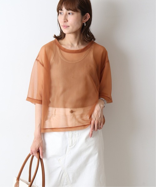 FRAMeWORK（フレームワーク）の「シアーTシャツ2◆（Tシャツ/カットソー・レディース・レンガ/ベージュ/アイボリー・FREE）」の3枚目の写真