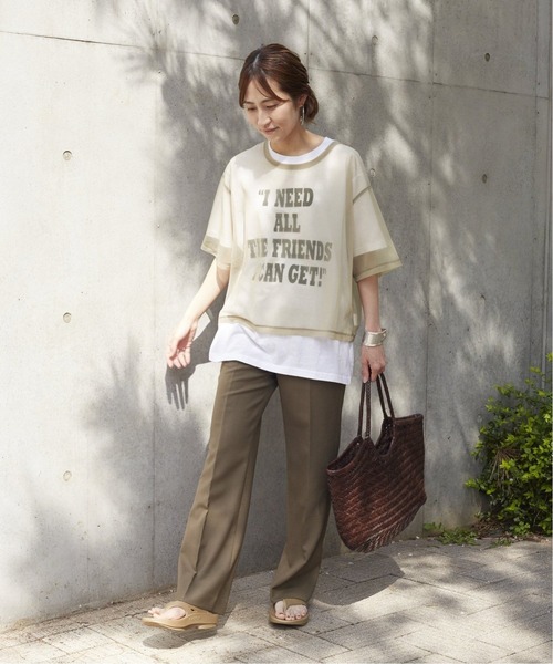 FRAMeWORK（フレームワーク）の「シアーTシャツ2◆（Tシャツ/カットソー・レディース・レンガ/ベージュ/アイボリー・FREE）」の8枚目の写真