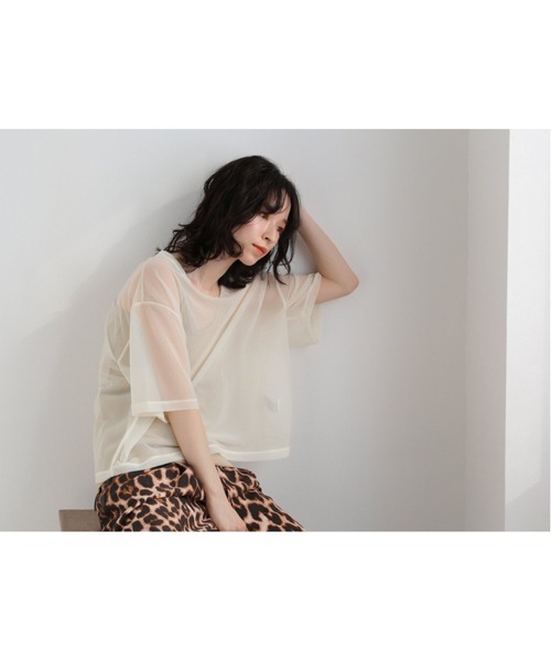 FRAMeWORK（フレームワーク）の「シアーTシャツ2◆（Tシャツ/カットソー・レディース・レンガ/ベージュ/アイボリー・FREE）」の9枚目の写真