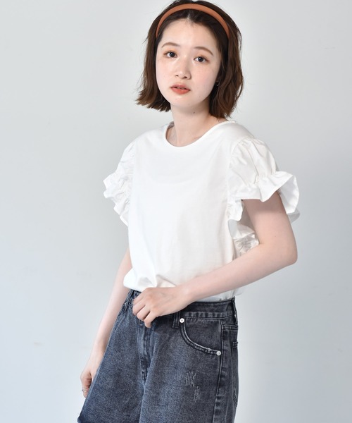 RETRO GIRL（レトロガール）の「袖切替Tee（Tシャツ/カットソー・レディース・ブラック/オフホワイト/オレンジ・FREE）」の2枚目の写真