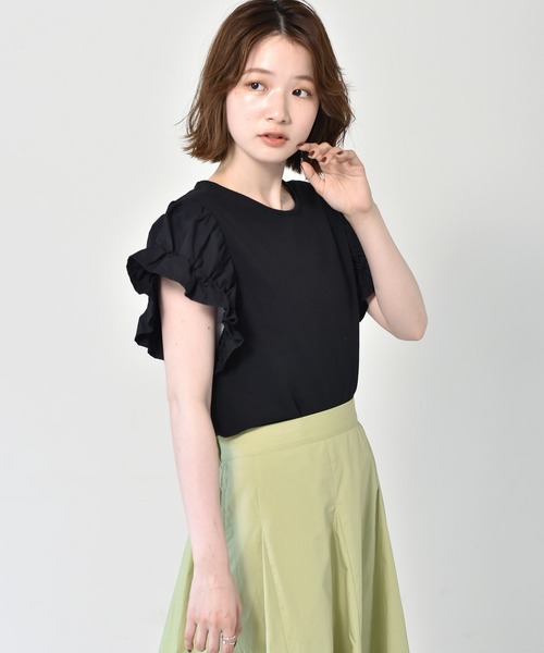 RETRO GIRL（レトロガール）の「袖切替Tee（Tシャツ/カットソー・レディース・ブラック/オフホワイト/オレンジ・FREE）」の3枚目の写真