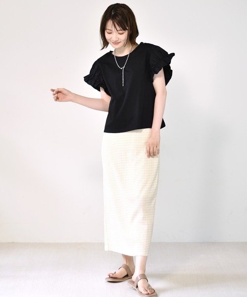 RETRO GIRL（レトロガール）の「袖切替Tee（Tシャツ/カットソー・レディース・ブラック/オフホワイト/オレンジ・FREE）」の6枚目の写真