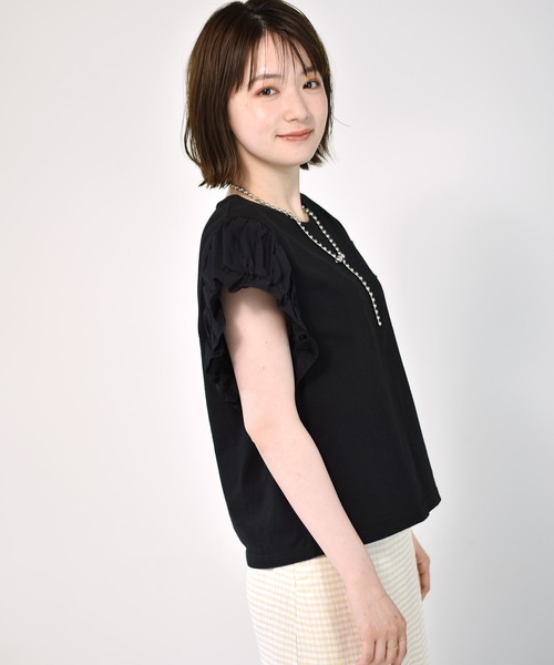 RETRO GIRL（レトロガール）の「袖切替Tee（Tシャツ/カットソー・レディース・ブラック/オフホワイト/オレンジ・FREE）」の5枚目の写真