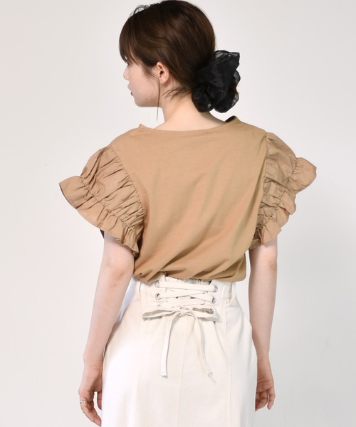 RETRO GIRL（レトロガール）の「袖切替Tee（Tシャツ/カットソー・レディース・ブラック/オフホワイト/オレンジ・FREE）」の7枚目の写真