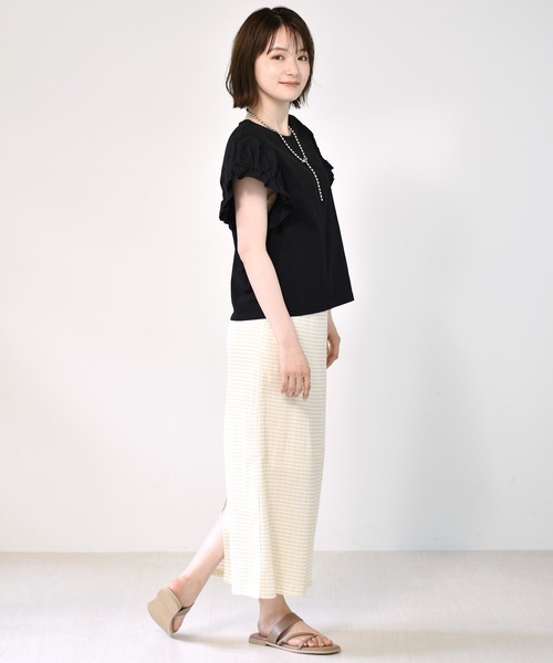 RETRO GIRL（レトロガール）の「袖切替Tee（Tシャツ/カットソー・レディース・ブラック/オフホワイト/オレンジ・FREE）」の13枚目の写真