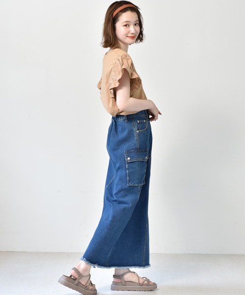 RETRO GIRL（レトロガール）の「袖切替Tee（Tシャツ/カットソー・レディース・ブラック/オフホワイト/オレンジ・FREE）」の21枚目の写真