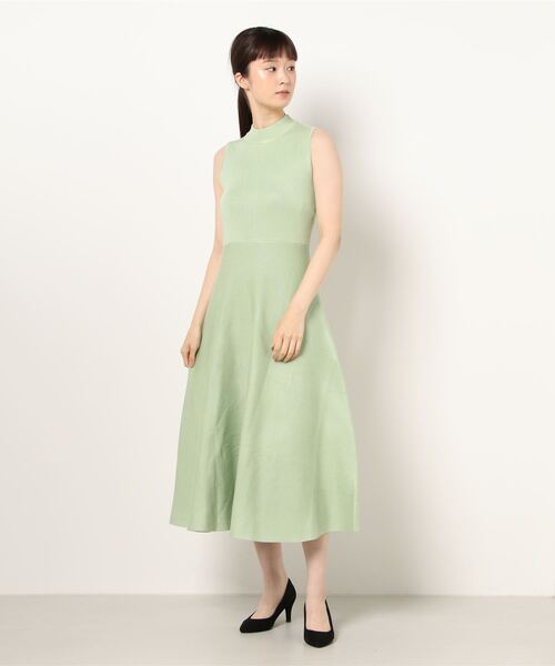 KOBE LETTUCE（コウベレタス）の「フィットアンドフレアノースリニットワンピース（ワンピース・レディース・ホワイト/ミント/ブラック/ブラウン系その他/ブルー系その他・FREE）」の4枚目の写真