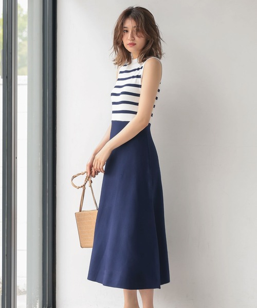 KOBE LETTUCE（コウベレタス）の「フィットアンドフレアノースリニットワンピース（ワンピース・レディース・ホワイト/ミント/ブラック/ブラウン系その他/ブルー系その他・FREE）」の8枚目の写真