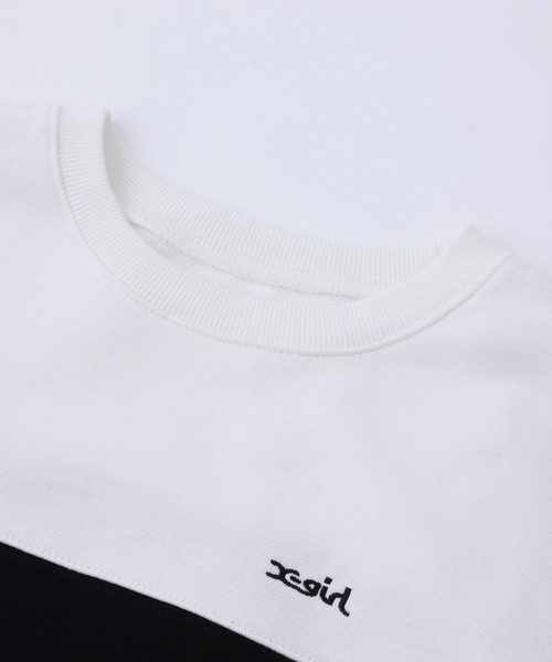 X-girl（エックスガール）の「BIG SWEAT TOP（スウェット・レディース・ライトブルー/ブラック/ベージュ・S/M）」の12枚目の写真