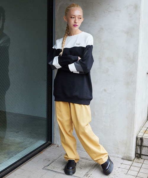 X-girl（エックスガール）の「BIG SWEAT TOP（スウェット・レディース・ライトブルー/ブラック/ベージュ・S/M）」の17枚目の写真