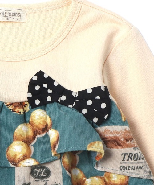 trois lapins kp（トロワラパンケーピー）の「ブレッド柄　ワンピース(100-130cm)（ワンピース・キッズ・ベージュ/グリーン・110cm/100cm/120cm/130cm）」の6枚目の写真