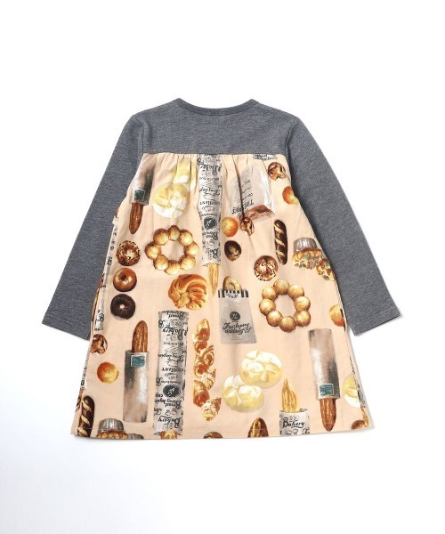 trois lapins kp（トロワラパンケーピー）の「ブレッド柄　ワンピース(100-130cm)（ワンピース・キッズ・ベージュ/グリーン・110cm/100cm/120cm/130cm）」の5枚目の写真