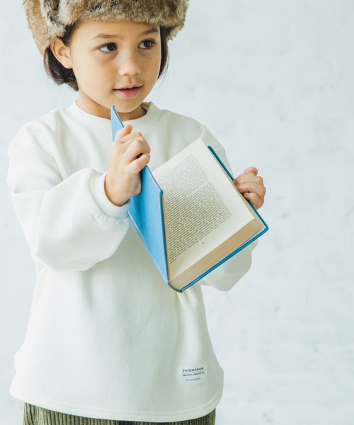 pairmanon(ペアマノン)の「【毛玉知らずのOriginalフェイスコットン100】裏起毛ユニセックス無地長袖トレーナー(スウェット・キッズ・ライトグレー/ブラック/カーキ/ピンク/アイボリー/ミント/モカ/ラベンダー/ダークブルー/グレイッシュベージュ/チャコール/ブルー系その他3・90/100/110/120/130/140/150)」の2枚目の写真